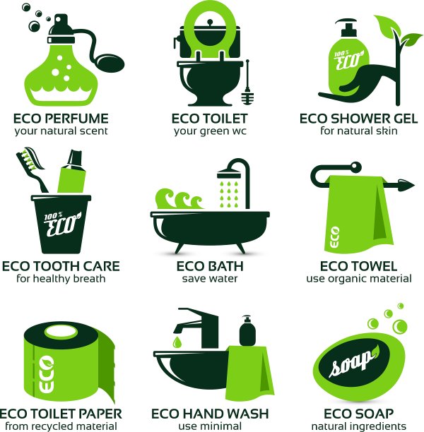 平面图标设置为绿色生态浴室图片下载