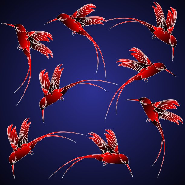 中式蜂鸟无缝图案图片下载