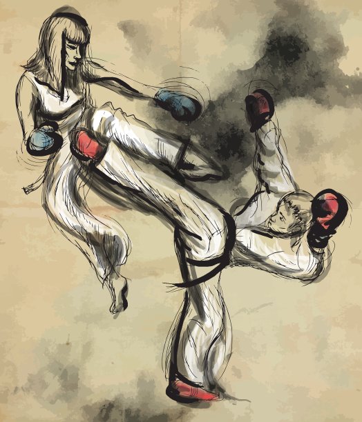 跆拳道手绘书法和垃圾图片下载