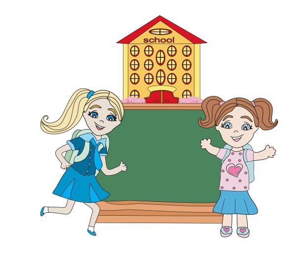 快乐的女孩上学-抽象的框架图片下载