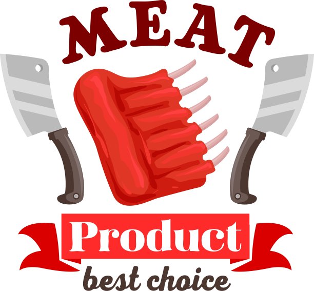 肉店鲜肉排骨标志图片下载