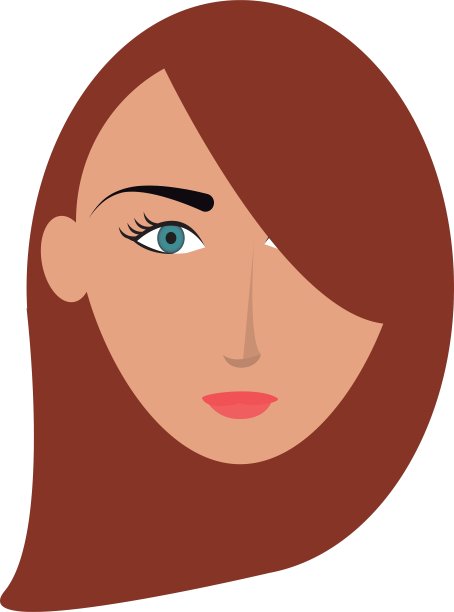 单身女性与长头发图标图片下载