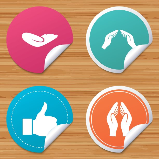 手的图标，如拇指向上和保险符号图片下载