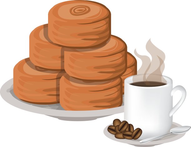 隔离面包和咖啡杯设计图片下载