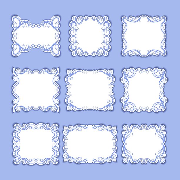 一组框架与装饰图形元素图片下载