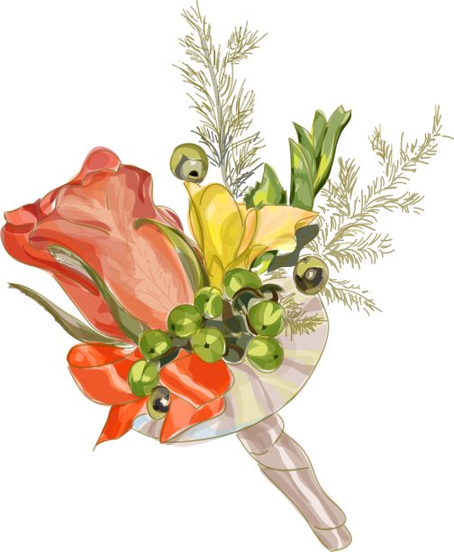 水彩婚礼鲜花图片下载