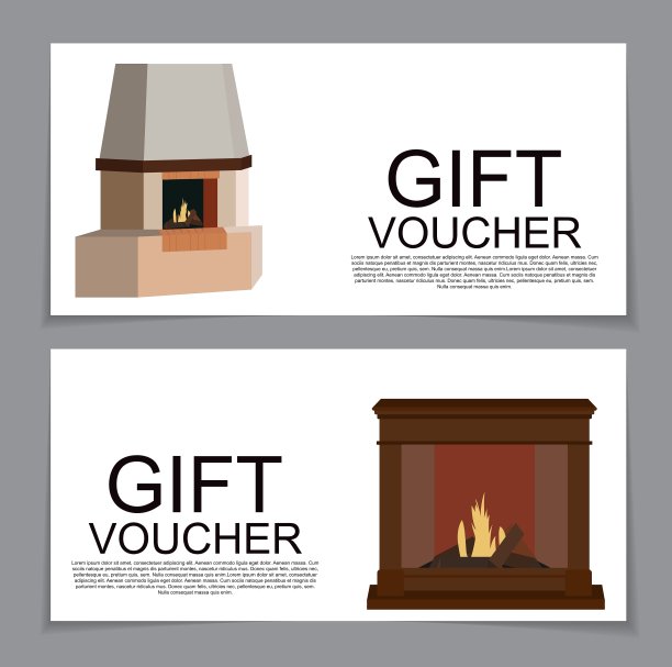 礼品券模板与变化的壁炉图片下载