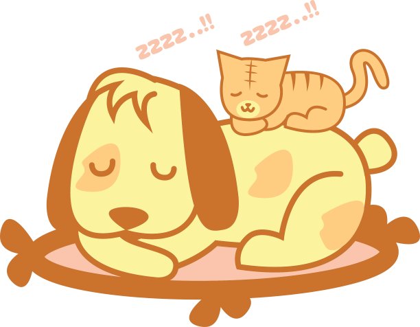 猫和狗睡觉图片下载