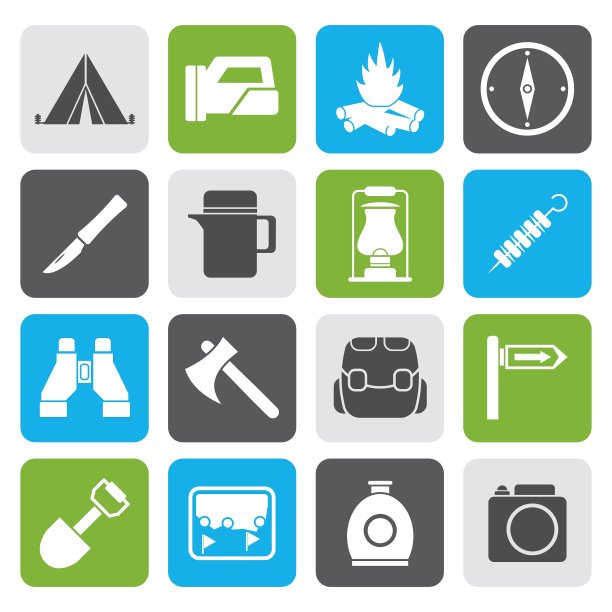 平坦的旅游和徒步旅行的标志图片下载