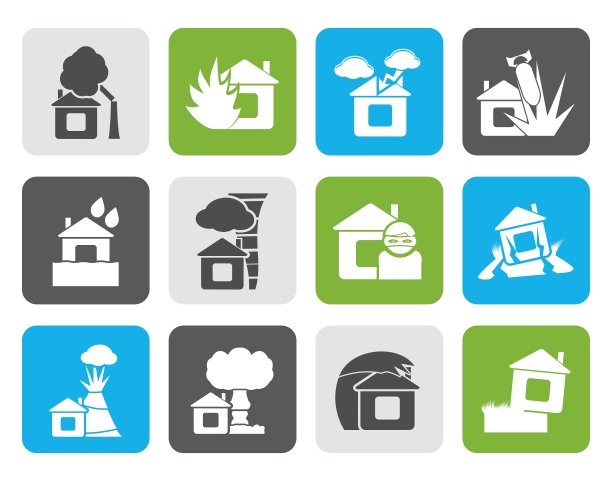 住房和房屋保险和风险图标图片下载