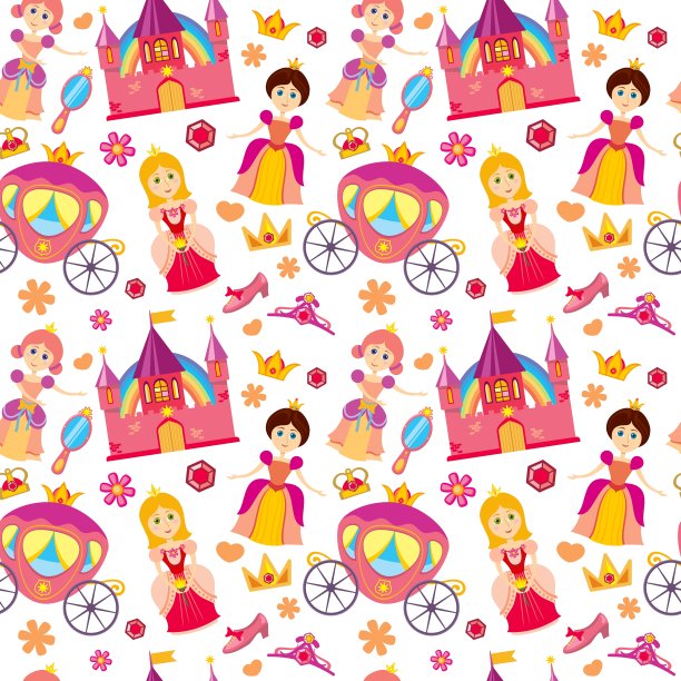 美丽公主无缝图案魔术图片下载