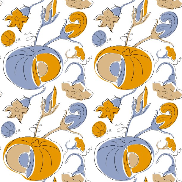 维多利亚风格的南瓜无缝图案图片下载