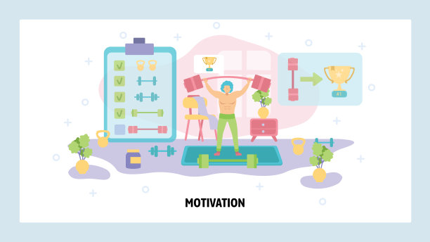 男人在健身房锻炼，做举重。运动健身中心，锻炼肌肉。健康的生活方式。培训在家里。矢量网站设计模板。登陆页网站插图。图片下载