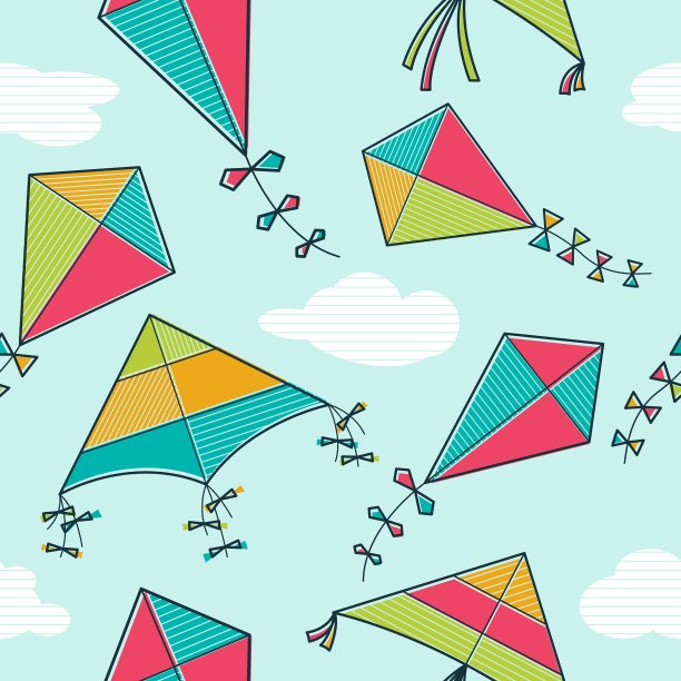 五彩风筝无缝图案图片下载