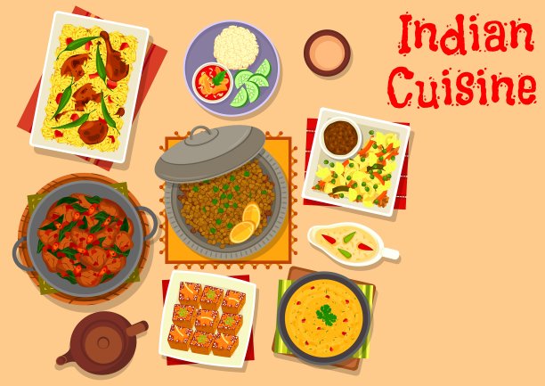 印度菜晚餐与南瓜蛋糕图标图片下载