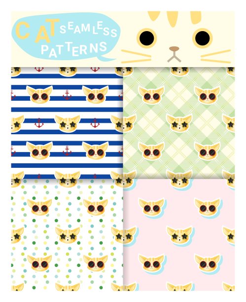动物无缝模式与猫1图片下载