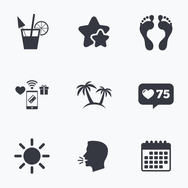 海滩假日标志鸡尾酒人类足迹图片下载