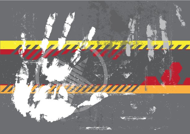 手印在肮脏的背景上图片下载