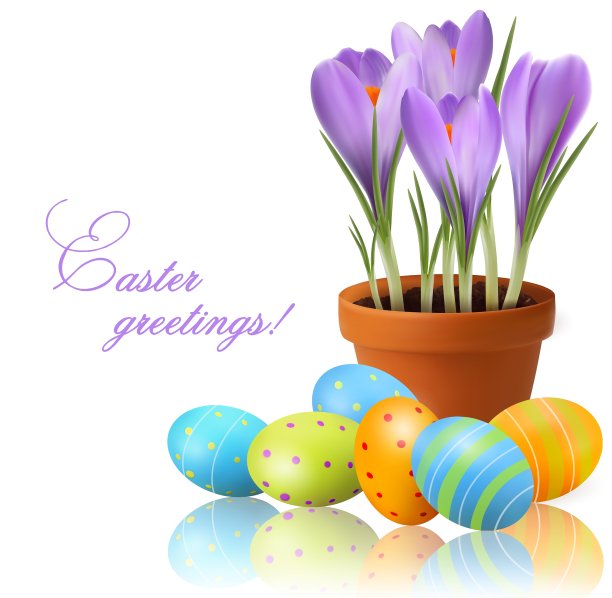 春天的鲜花和复活节彩蛋图片下载