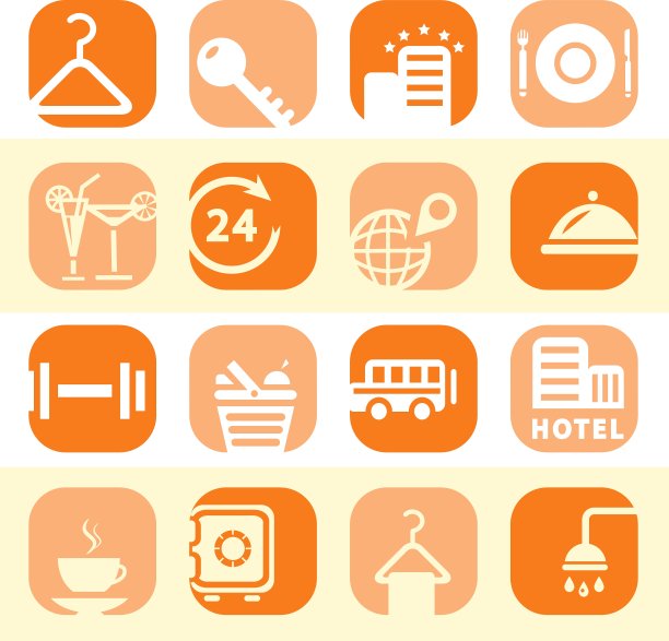彩色酒店业务图标图片下载
