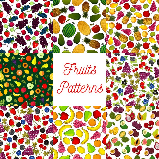 水果和浆果无缝图案的食品设计图片下载