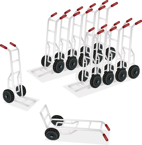 一组手卡车或多莉在白色的背景图片下载