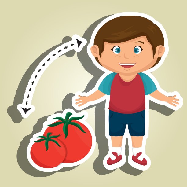 男孩卡通西红柿蔬菜健康图片下载