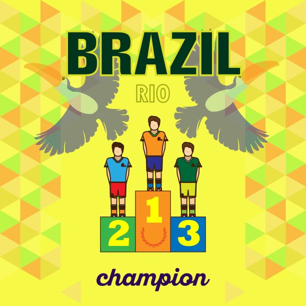 摘要巴西和里约热内卢获奖者的领奖台设计图片下载