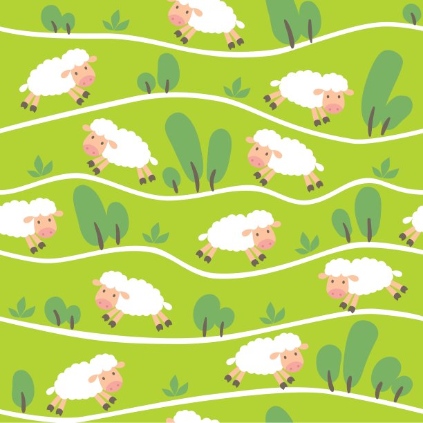 无缝图案与有趣的羊在山上图片下载