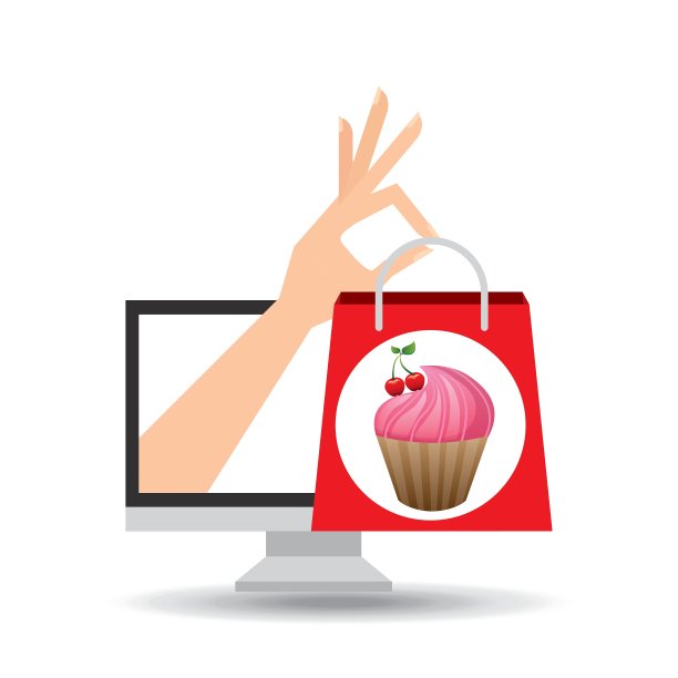 购物袋樱桃纸杯蛋糕图片下载