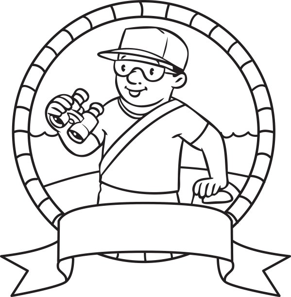 有趣的救生员着色书徽章图片下载