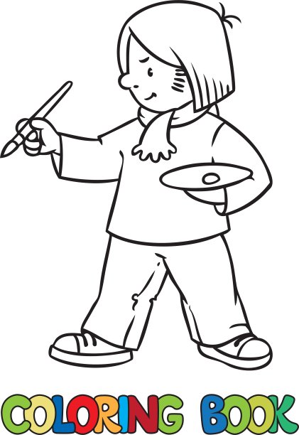 有趣的艺术家或画家涂色书图片下载