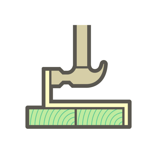 木地板结构和锤矢量图标设计。图片下载