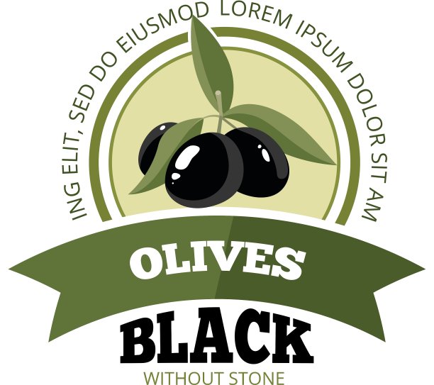 一组带叶子的黑橄榄图片下载