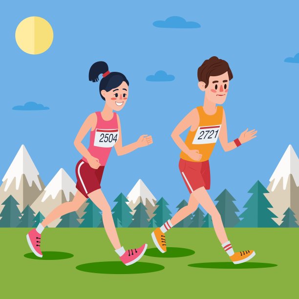 马拉松运动员男人和女人跑步图片下载