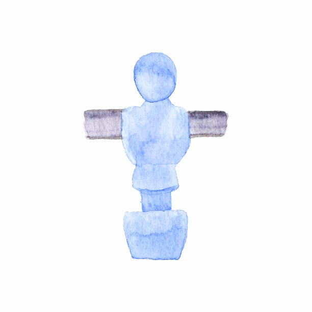 桌上足球运动员水彩对象上的白色图片下载