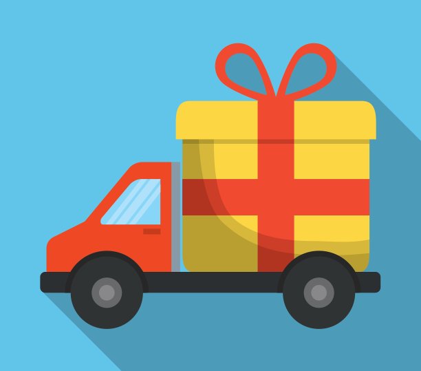 网上购物卡车礼品图标图形图片下载