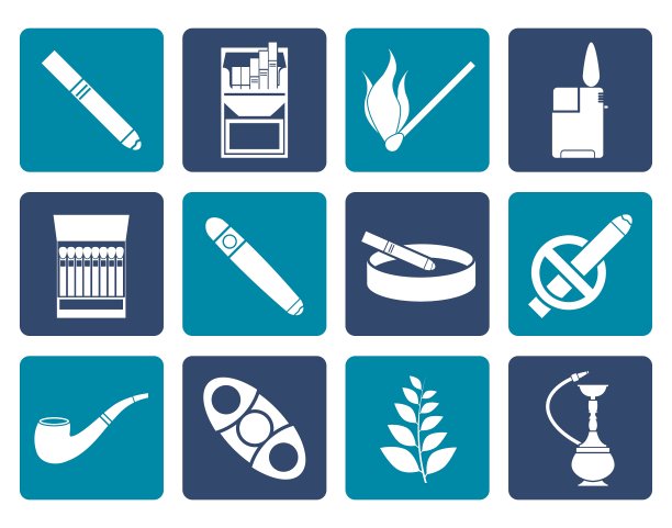 扁平吸烟和香烟图标图片下载