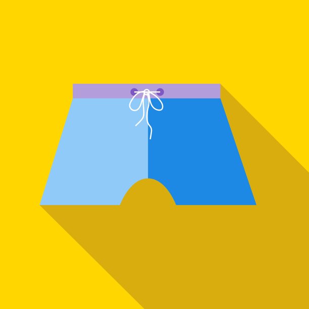 蓝色泳裤图标平坦风格图片下载