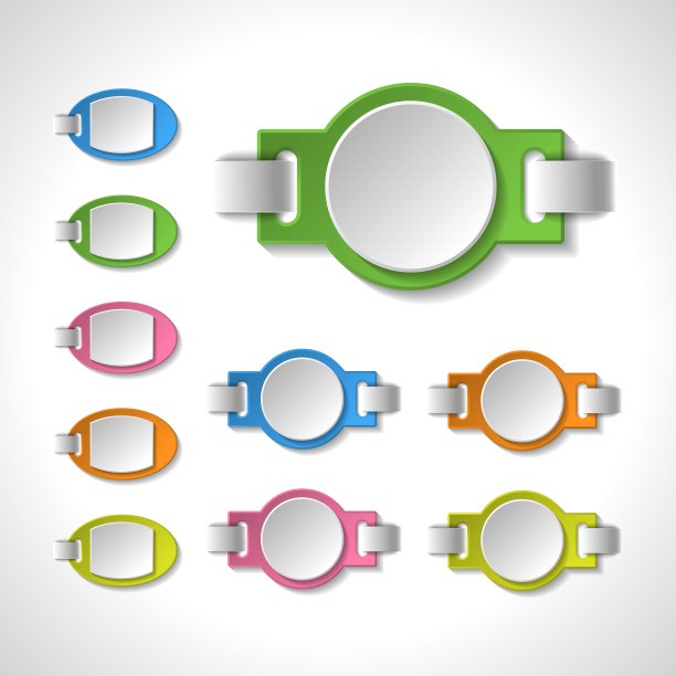 一套彩色空白徽章标签横幅标签图片下载