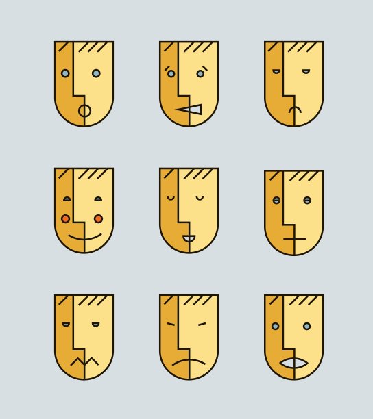 一组人类的情绪头像图片下载