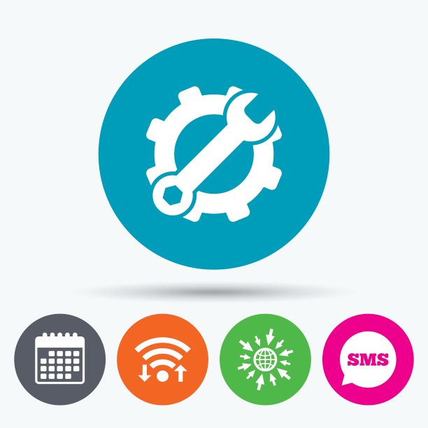 服务图标扳手键与齿轮标志图片下载