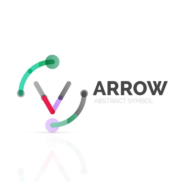 线性箭头抽象标志连接多色图片下载