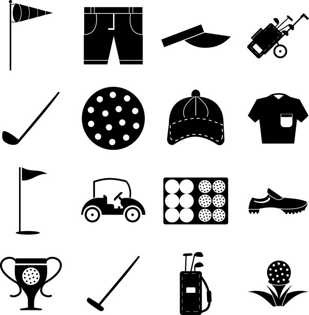 高尔夫图标设置简单的风格图片下载