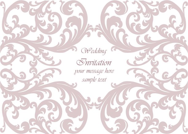 带花边装饰的婚礼请帖图片下载