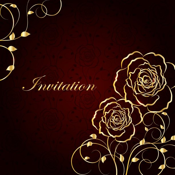 深红色背景上的金花图片下载