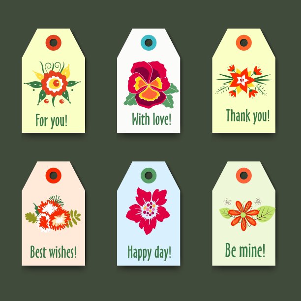 花标签与标志设置-隔离在绿色图片下载