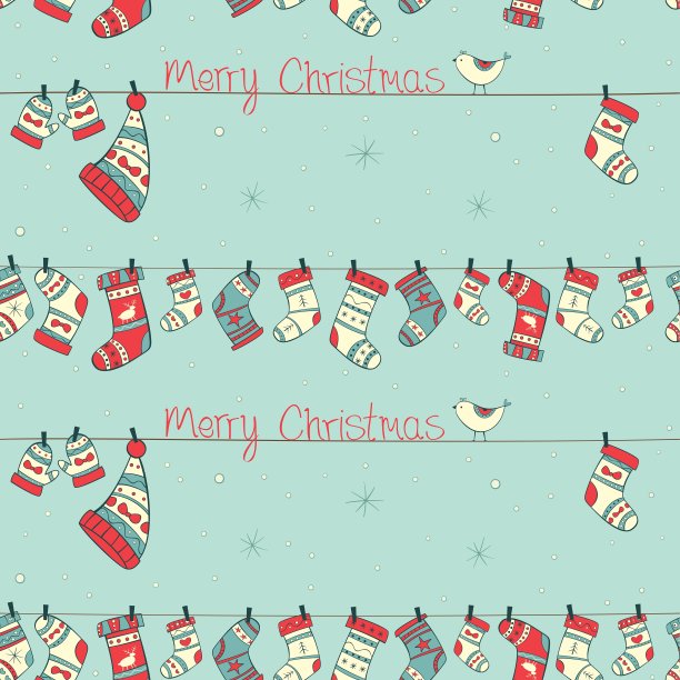 圣诞无缝图案与鸟袜图片下载