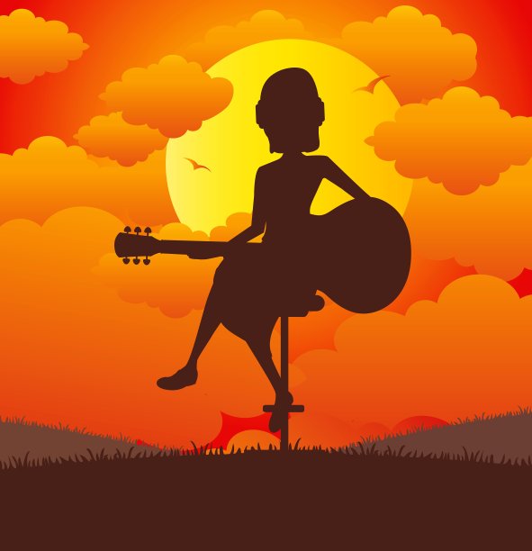 女人弹吉他图片下载