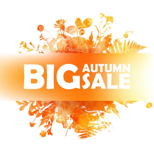 秋季大减价-橙色水彩横幅图片下载